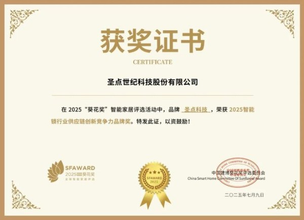 获奖公告：圣点科技斩获6项葵花奖