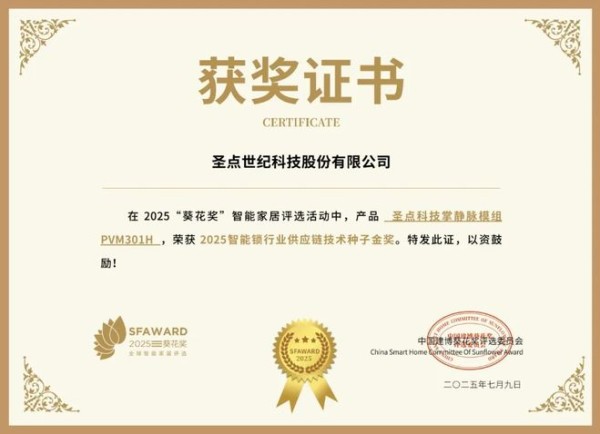 获奖公告：圣点科技斩获6项葵花奖