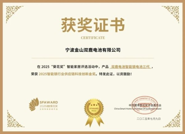 获奖公告：双鹿电池斩获2项葵花奖